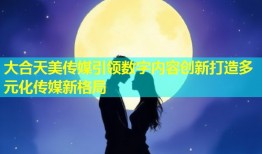 大合天美传媒引领数字内容创新打造多元化传媒新格局